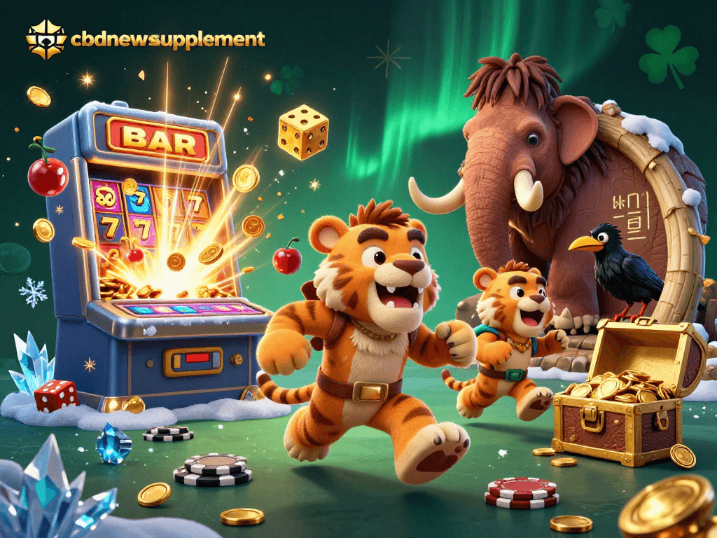 Experience the excitement of gambling with cbdnewssupplement in this vibrant casino-themed illustration.