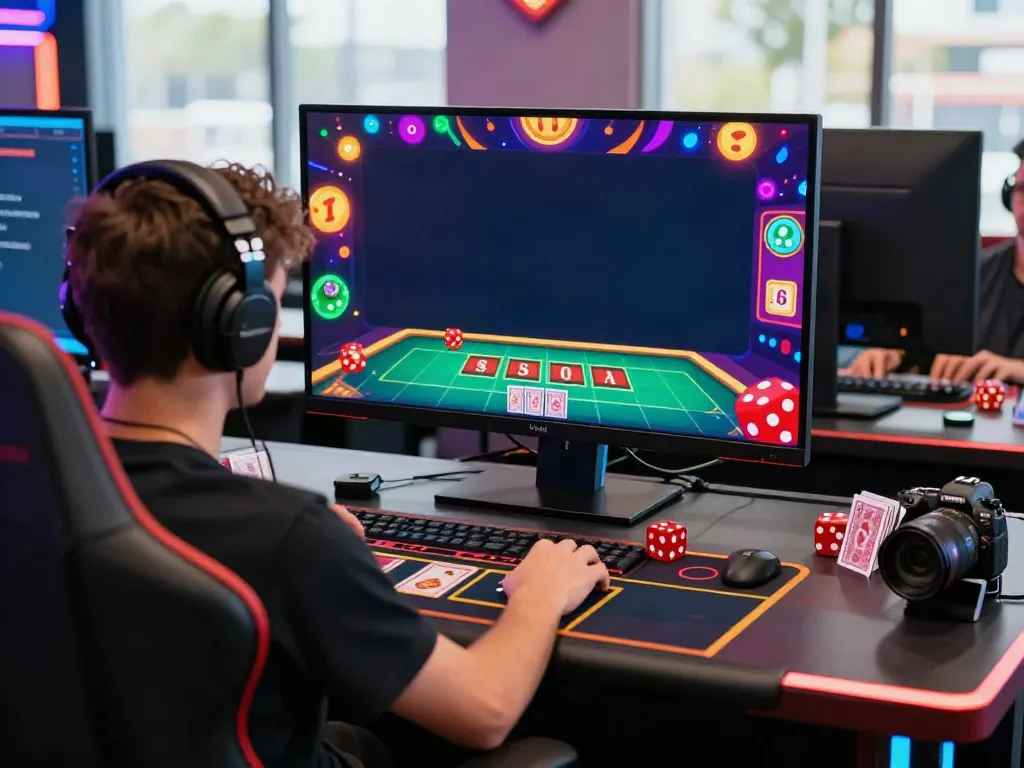 Exciting sv88 online gaming scene with a player at a live casino.