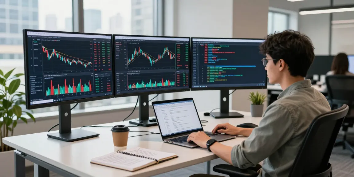 Real-time data analysis with US stock fundamental data API in a modern trading setup.