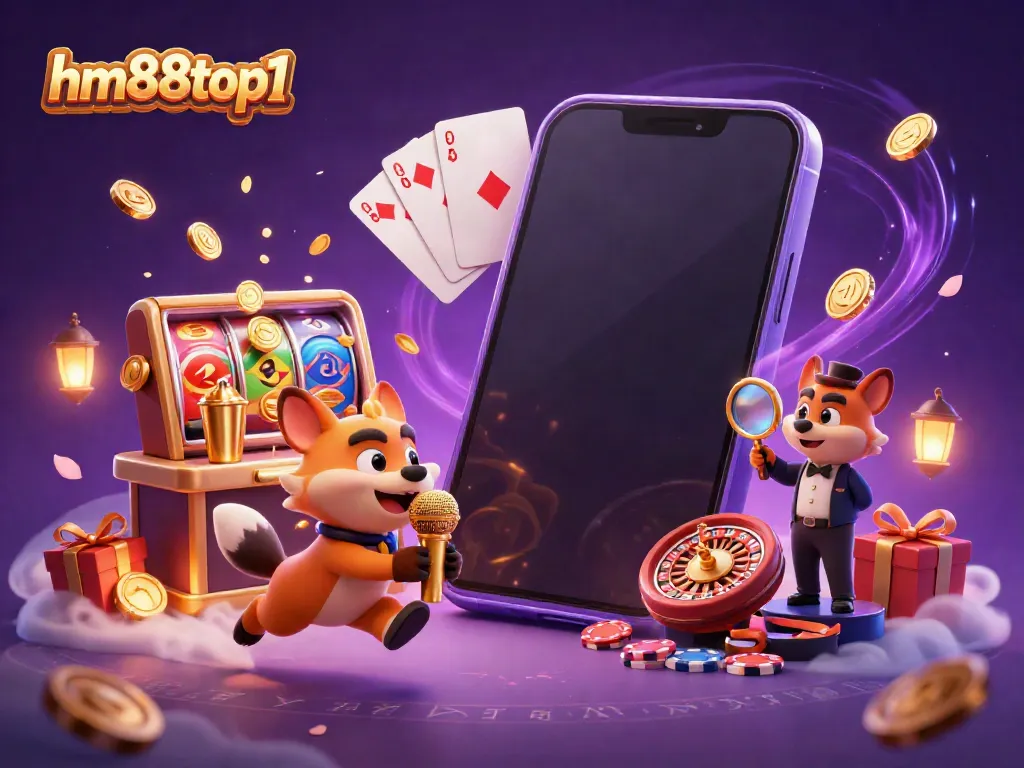 Watch hyenas at a comedy casino club, featuring hm88top1 with golden coins and playing cards flying around.