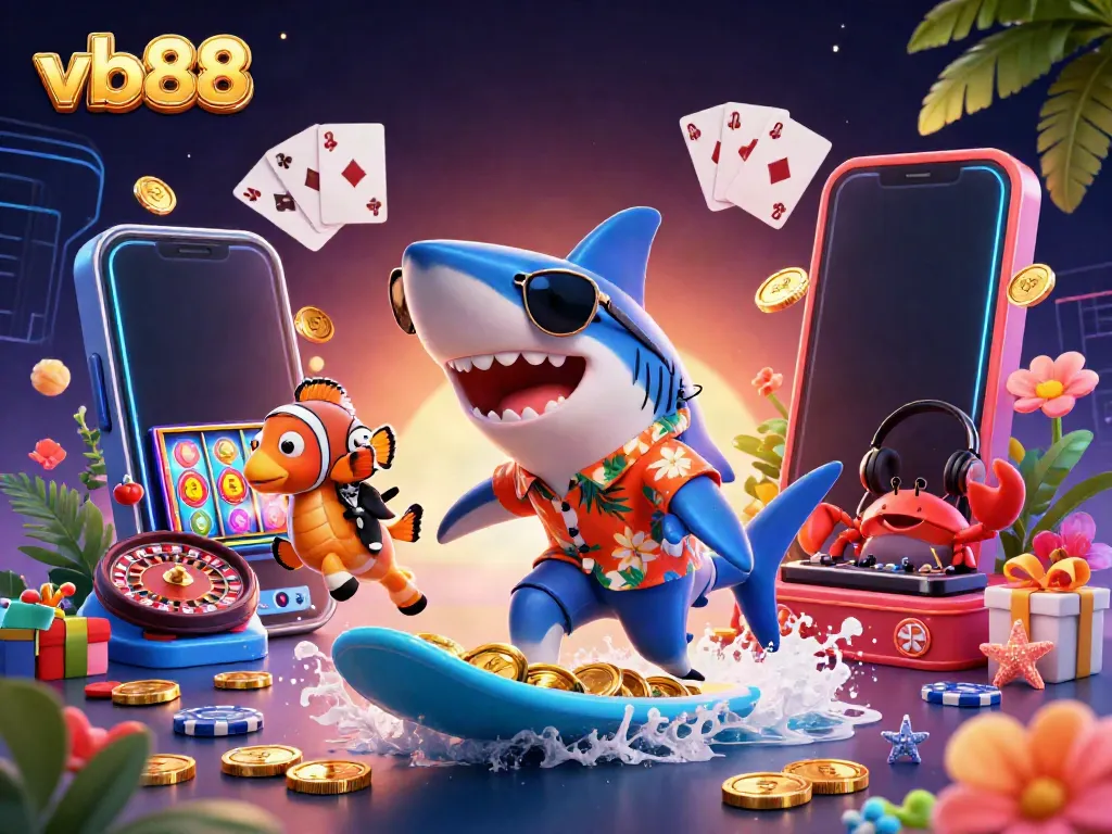Experience the excitement of vb88 with vibrant characters and thrilling casino games in a captivating scene.