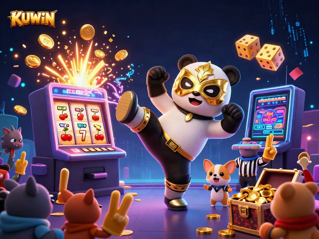 Experience thrill at KUWIN with vibrant 3D visuals and dynamic casino game elements.