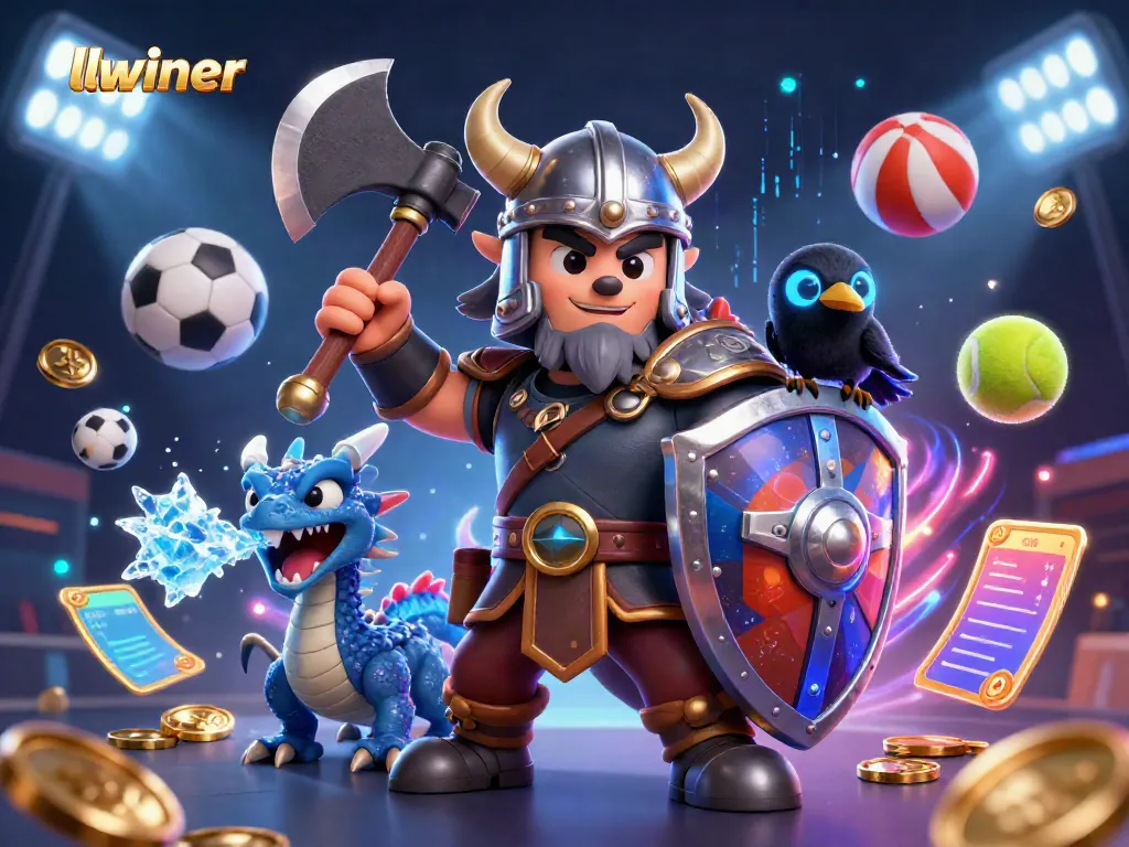 llwiner showcases an adventurous Viking wolf warrior and dragon in an engaging sports betting scene