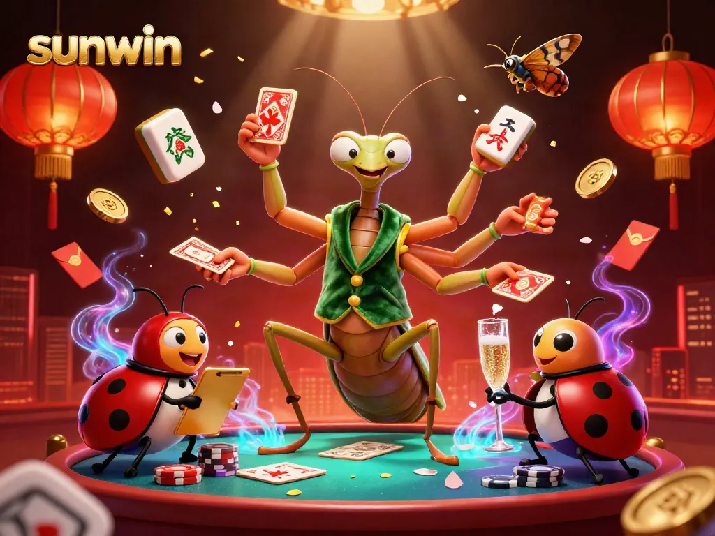 Experience exciting gameplay at sunwin with dynamic illustrations of casino characters and vibrant elements.