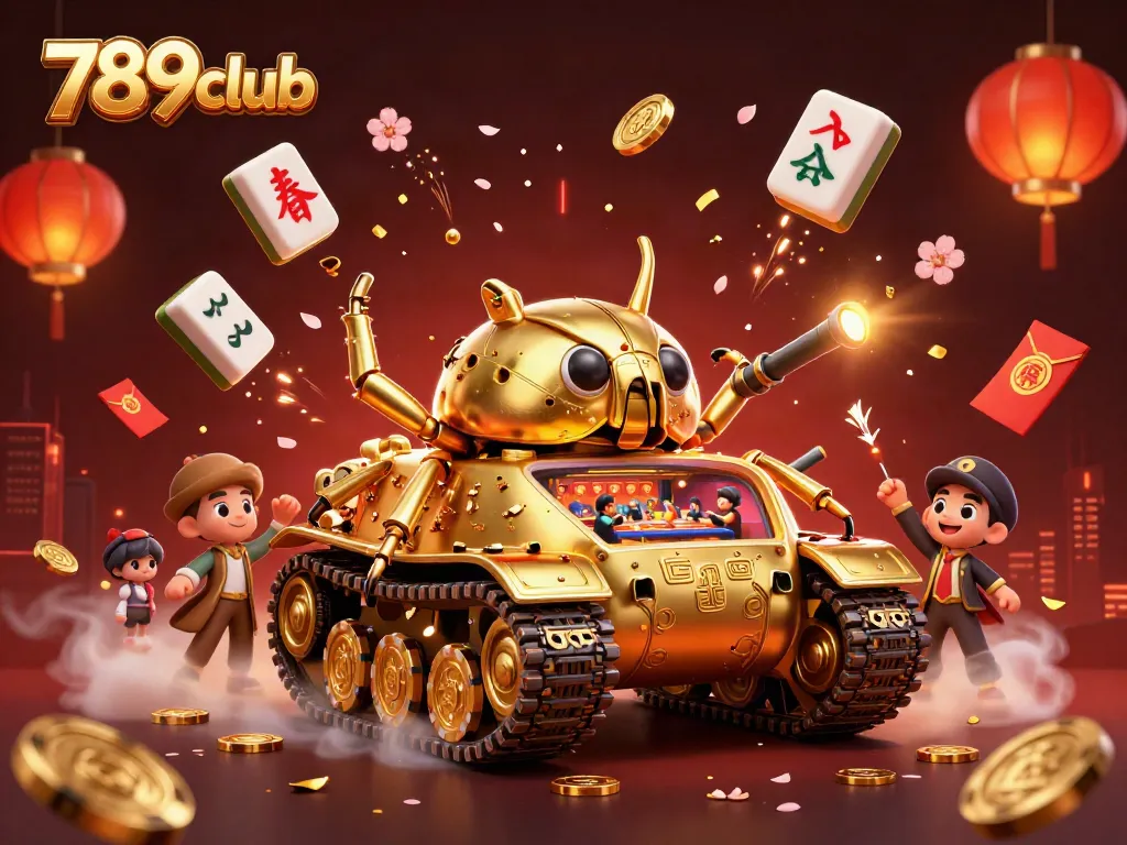 Engage with 789club in a vibrant, detailed casino world filled with festive elements and gaming excitement.